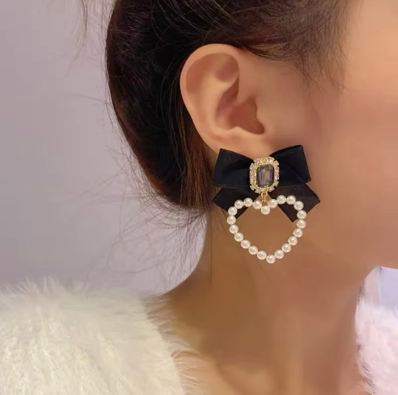 Pearled Heart Earrings