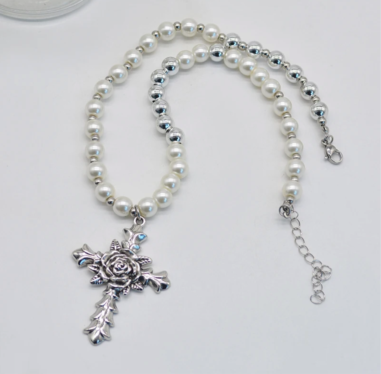 Pearls and Crosses Necklace Set