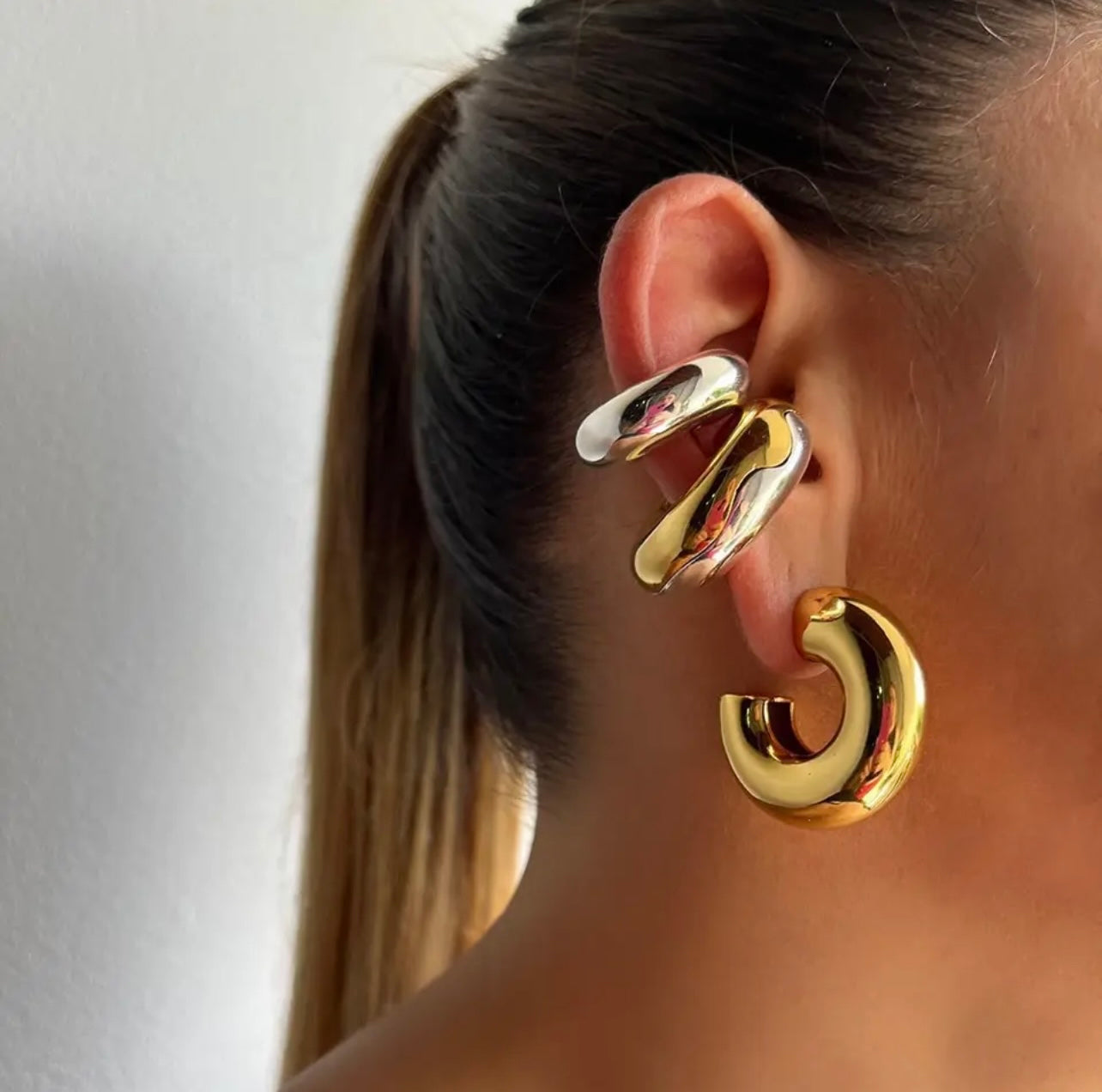 Chunky C Earrings and Cuff Set