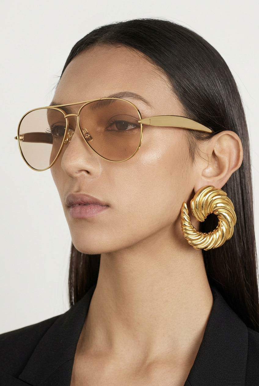 Gold Champagne Aviator Sunglasses