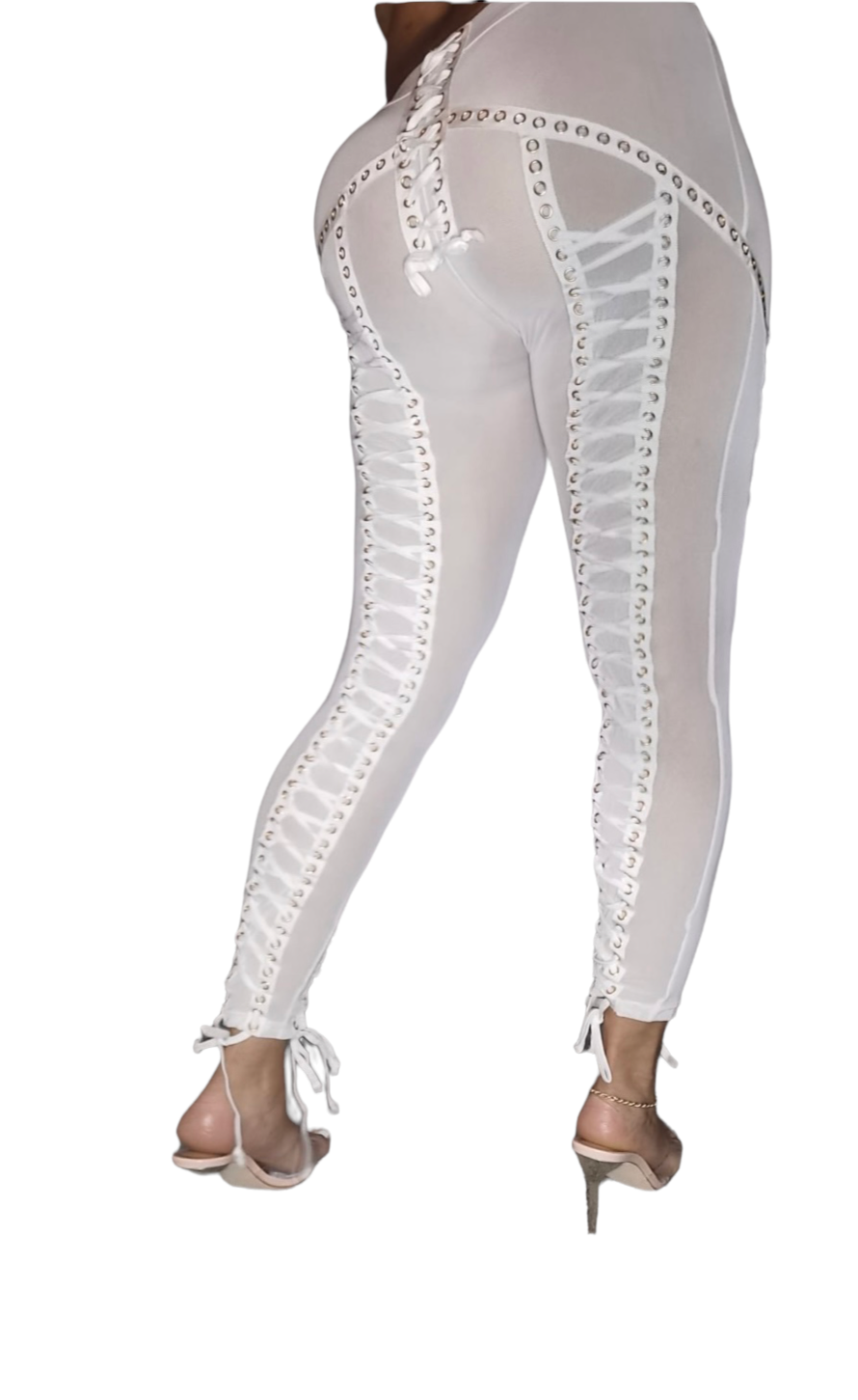 Lace Me UP Mesh Pants (white)