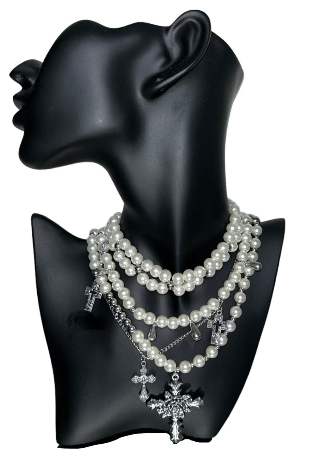 Pearls and Crosses Necklace Set