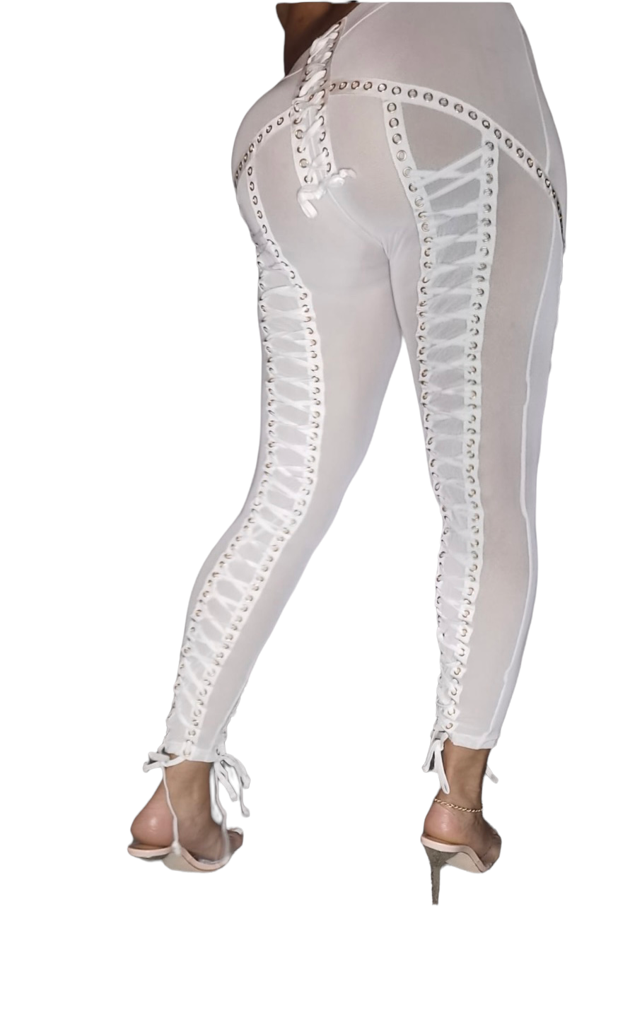 Lace Me UP Mesh Pants (white)