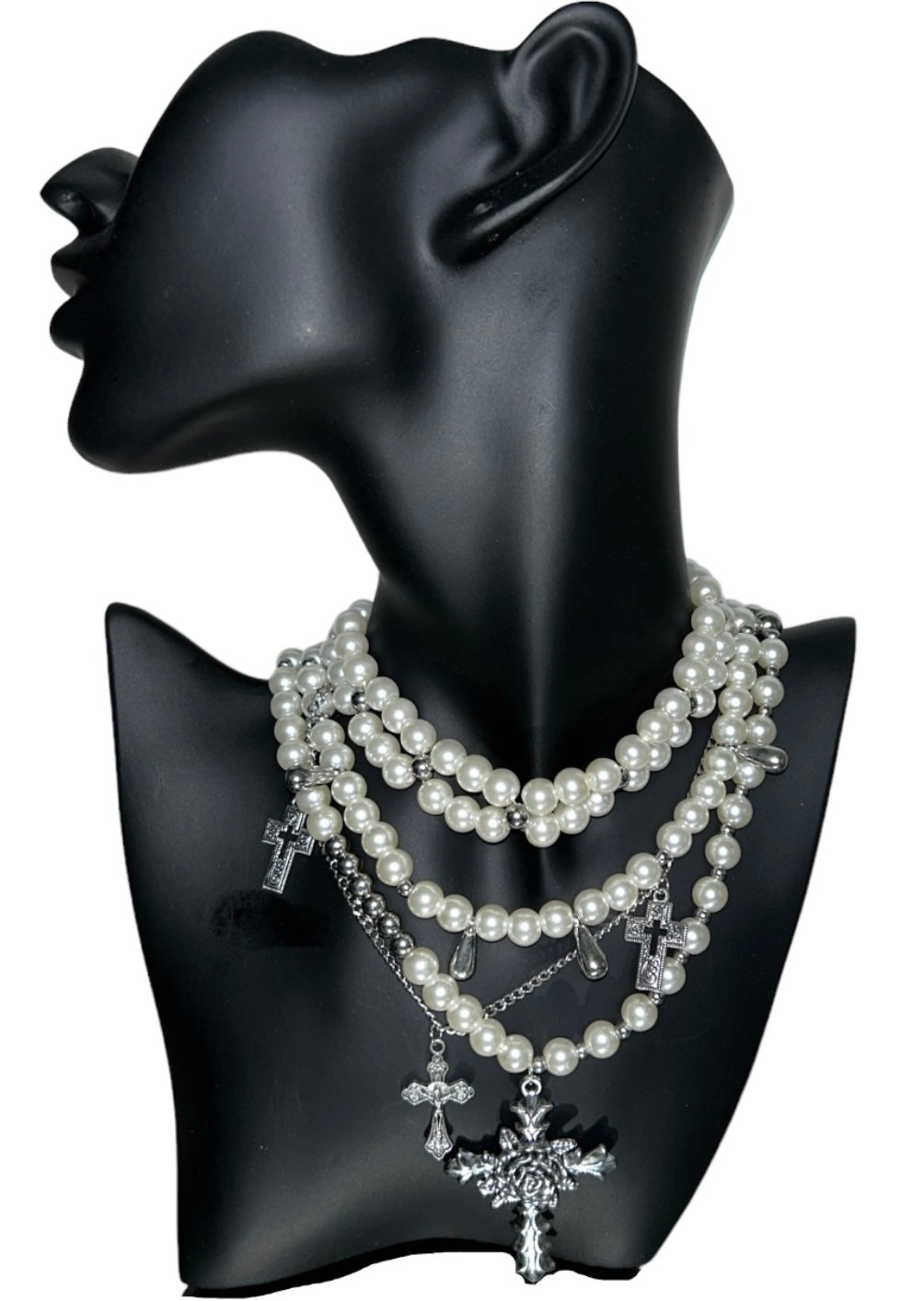 Pearls and Crosses Necklace Set