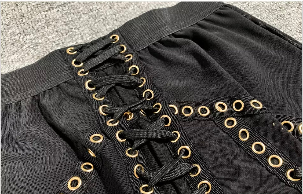 Lace Me Up Mesh Pants (black)