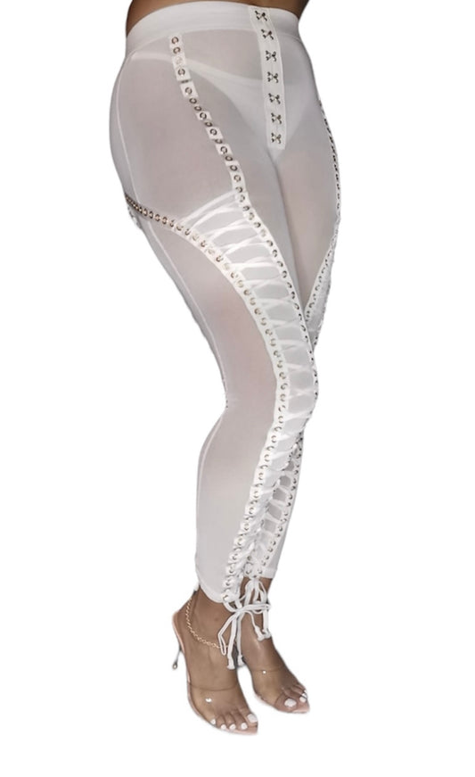 Lace Me UP Mesh Pants (white)