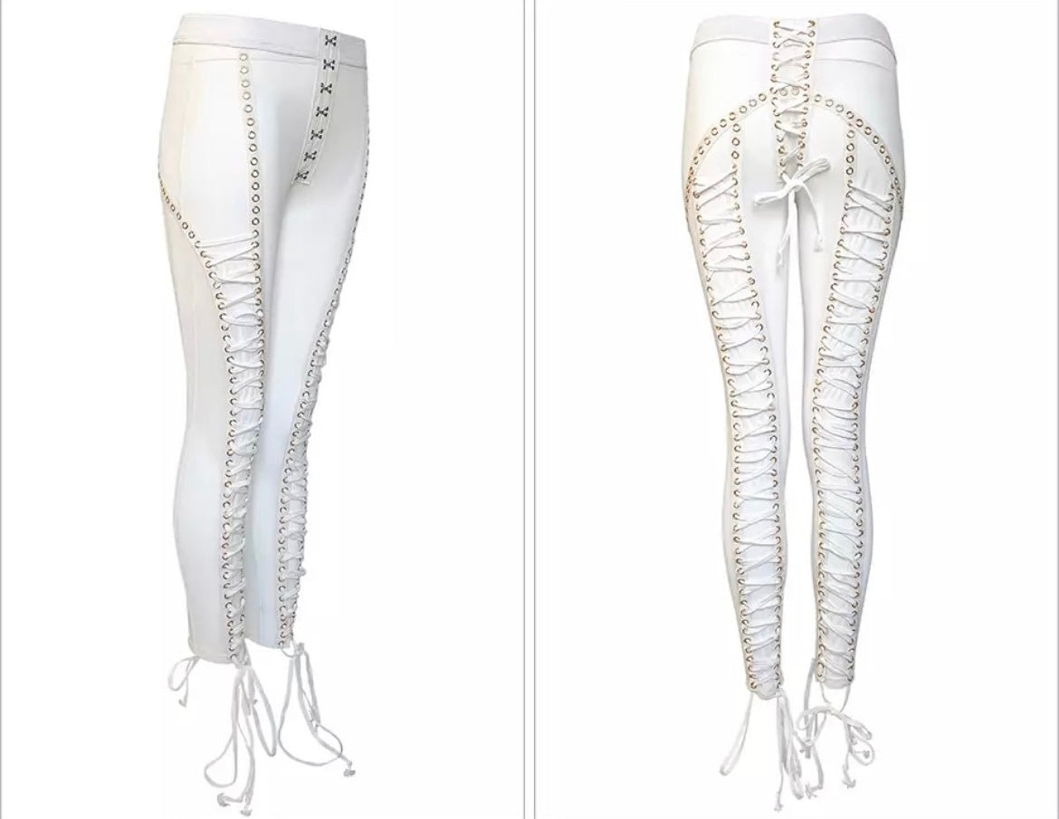 Lace Me UP Mesh Pants (white)