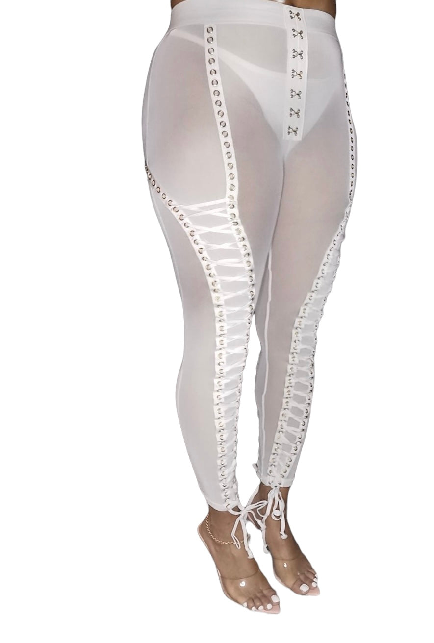 Lace Me UP Mesh Pants (white)