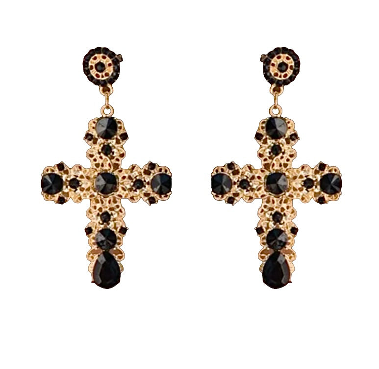 Baroque Cross Earrings