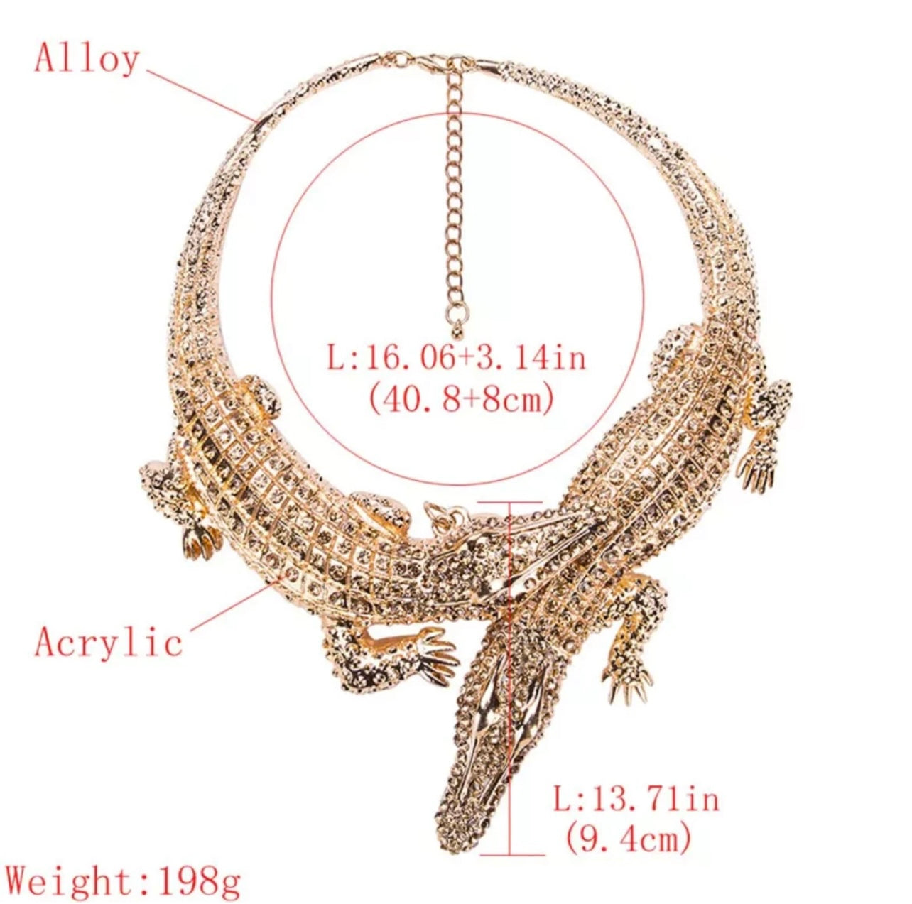 Crystal Crocodile Necklace